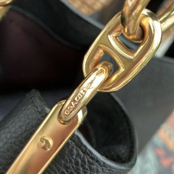 NIB - Coach Dalton 31 Polished Black Pebbled Leather Satchel 73545 - Picture 6 of 13